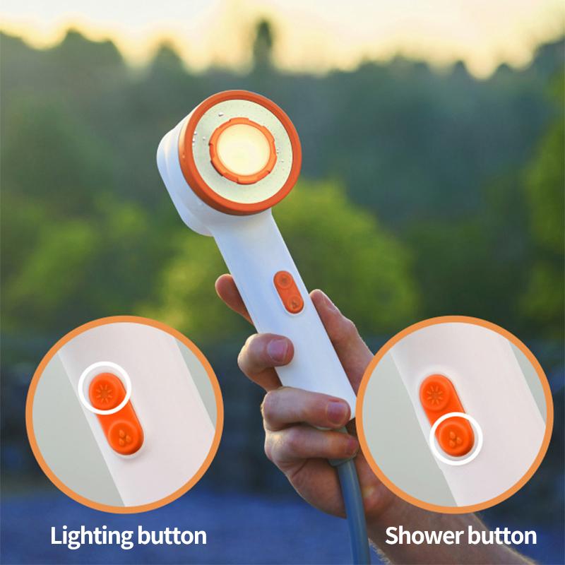 Portable outdoor electric Camping shower with USB charging Powered Waterproof for camping pet car washing and lighting