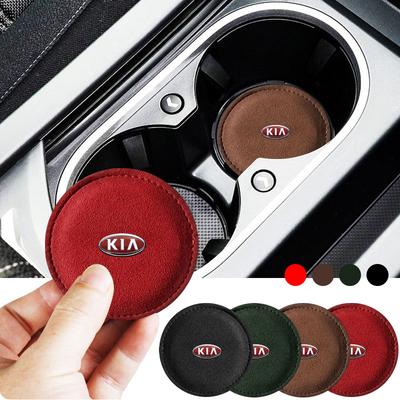 Car Cup Holder Pad PU Leather Slot Non-slip Coaster Mat For Ceed Sportage Rio K5 Optima Cerato Proceed Venga Sedona Forte
