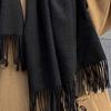 1pc Women's Fringe Cashmere Scarf, Thick Warm Shawl, Solid Colored, Multifunctional Neck Warmer, Autumn/Winter