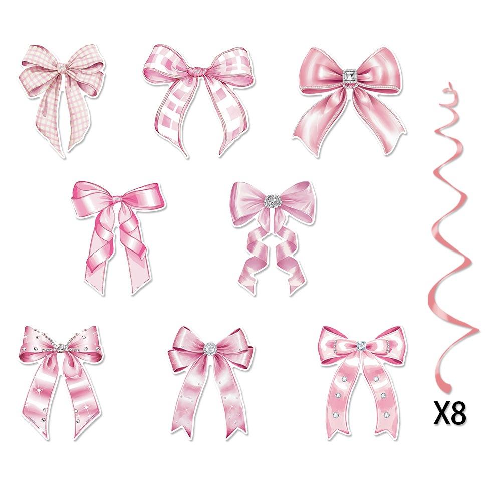 

40pcs Birthday Party Decoration Spiral Pendant Pink Bow Birthday Spiral Tag Hanging Decoration and Props 40pcs