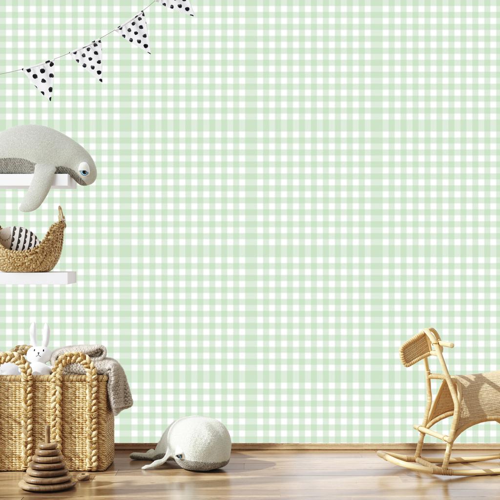 Wallpaper Fabric Pattern White and Mint for Living Room and Bedroom 50x1000