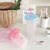 Large Capacity Summer Straw Cup for Girls - Perfect for Home, Travel, Milk Tea, Coffee, and Cold Drinks.