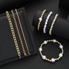 7pcs Vintage Elegant Boho Beaded Bracelet Set for Women Simple Gold Color Faux Pearl Heart Personalized Bracelets Dating Jewelry
