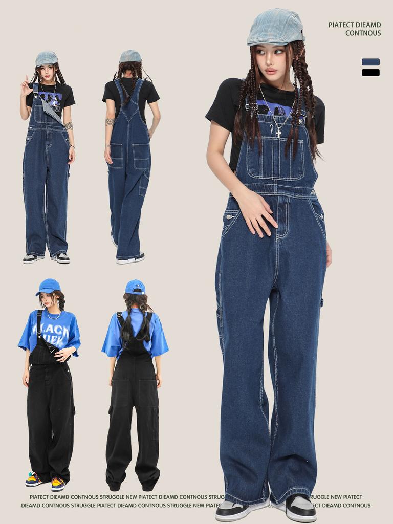 Móda Džínové overaly Ramínka Džíny Ženy Jaro Podzim Rovné Volné Dámské Oversize Džínové kalhoty Džínové kalhoty Streetwear