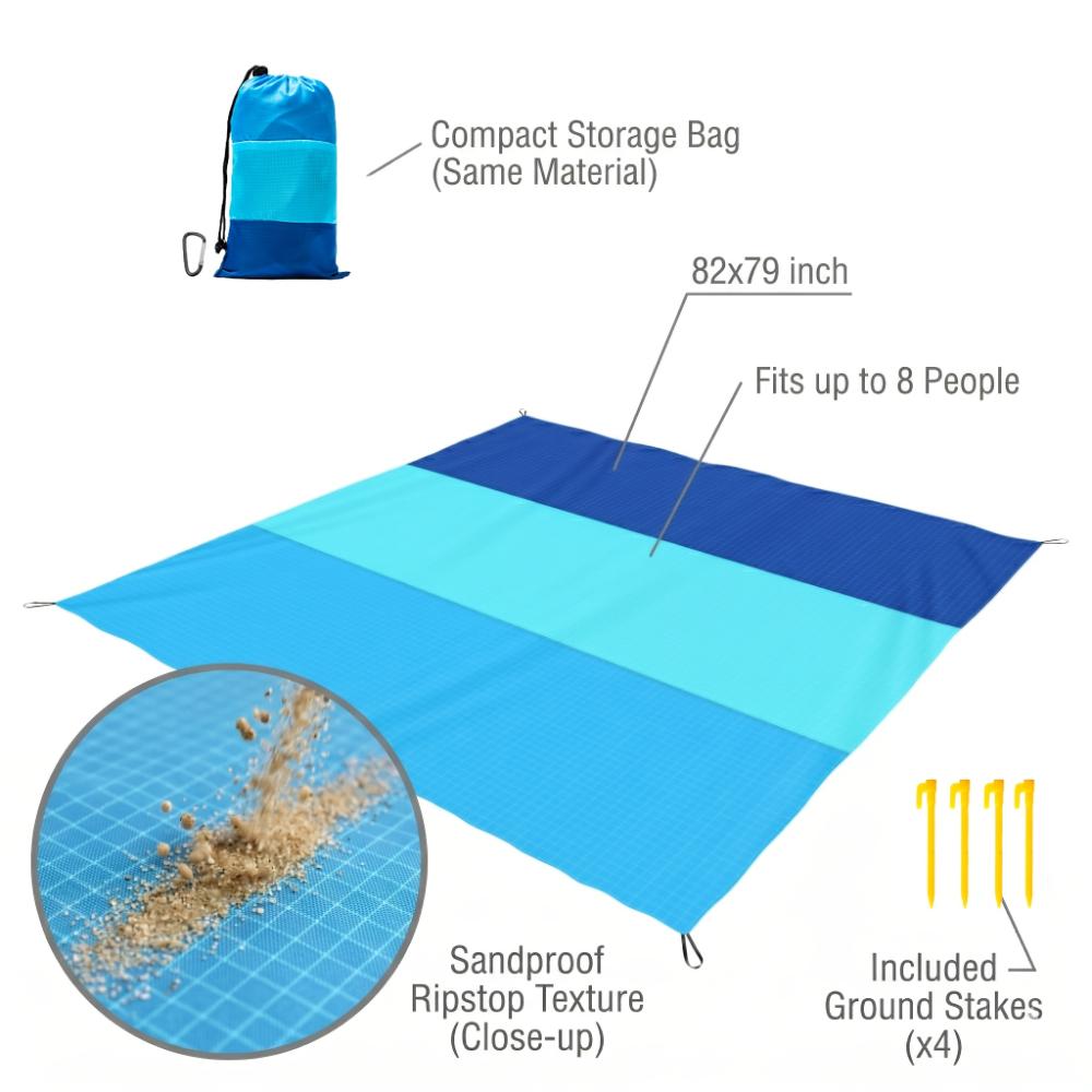 Outdoor Travel Camping Beach Mat All-Season Machine Washable Featuring Lightweight Sand Resistance Perfect for Picnics, Travel