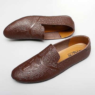 Fashion Male Casual Flats Genuine Leather Mens Loafers Soft Soled Moccasins Non Slip Driving Shoes Crocodile Pattern Boat Shoes