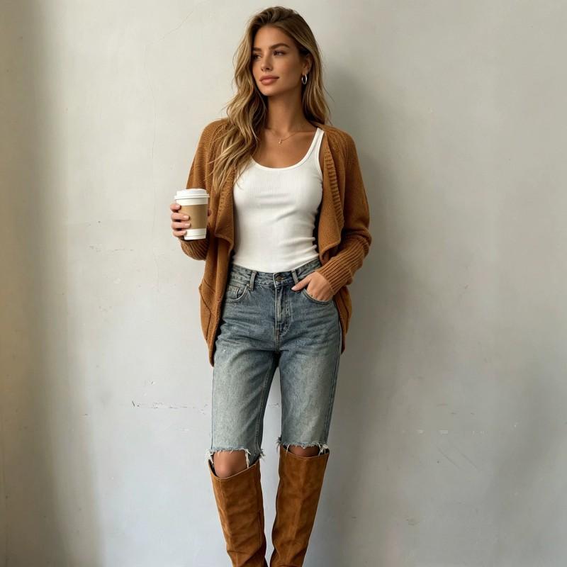 Womens Solid Color Knit Cardigan With Lapel Collar Pocket Batwing Sleeve 2026 Lightweight Casual Sweater