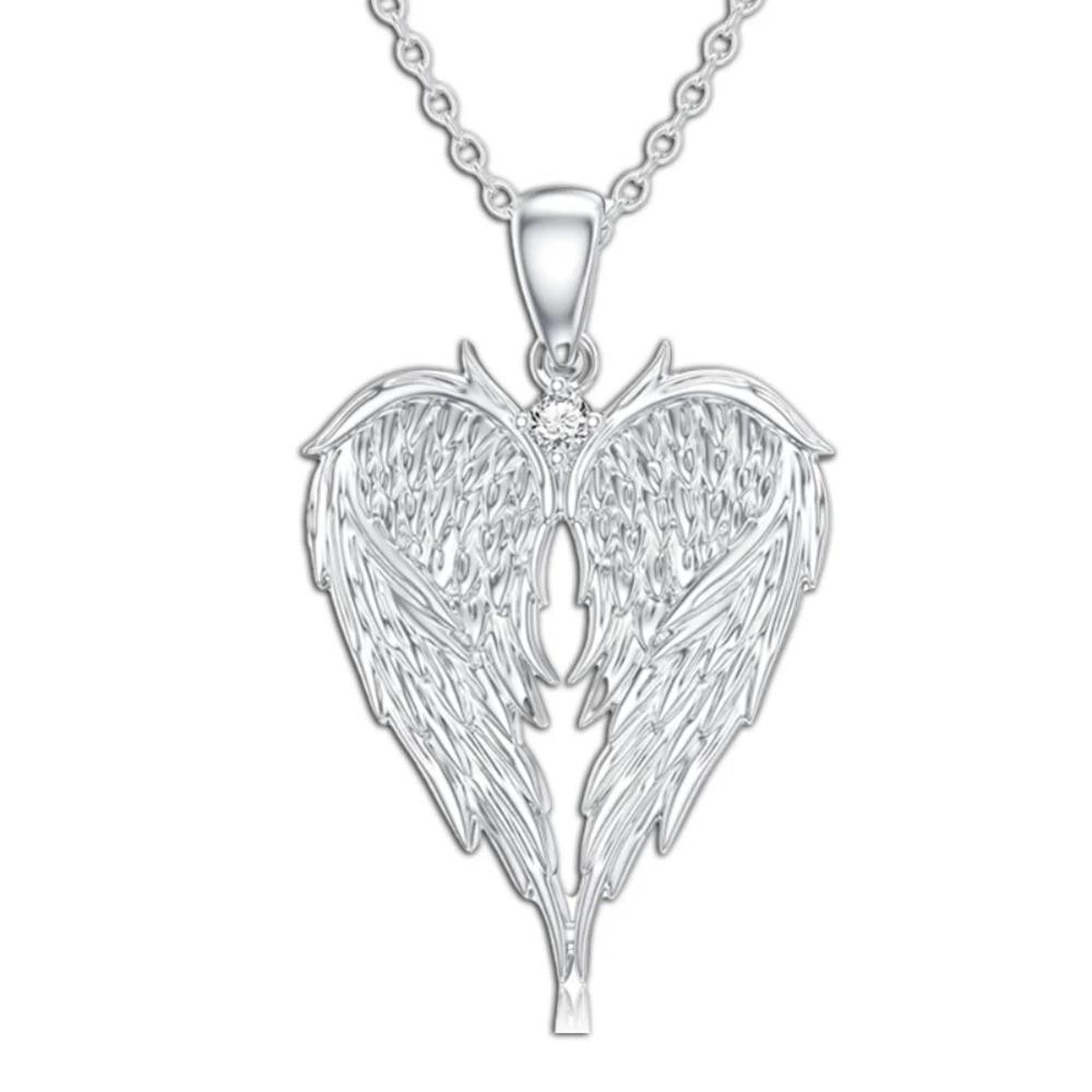 Elegant Angel Wing Heart Shaped Pendant Necklace for Women, Exquisite Versatile Fashion Jewelry Gift
