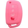 Silicone Protector Key Fob Cover Case fit for Hyundai Sonata Santa fe Keyless Entry Remote Control Key Fob (Pink+Black)