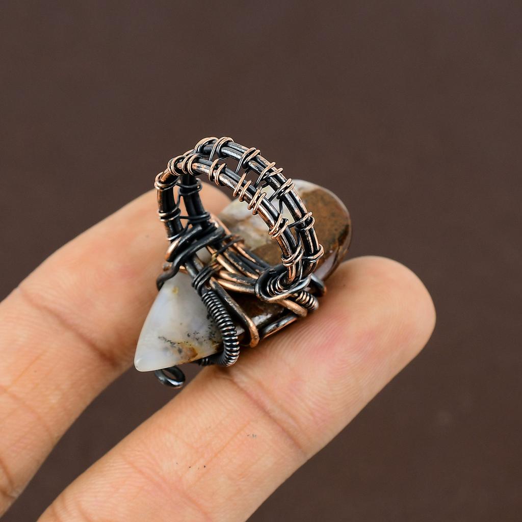 Císařský jaspis Ručně vyráběný šperk s měděným drátem Velikost prstenu 6,5 J7s91