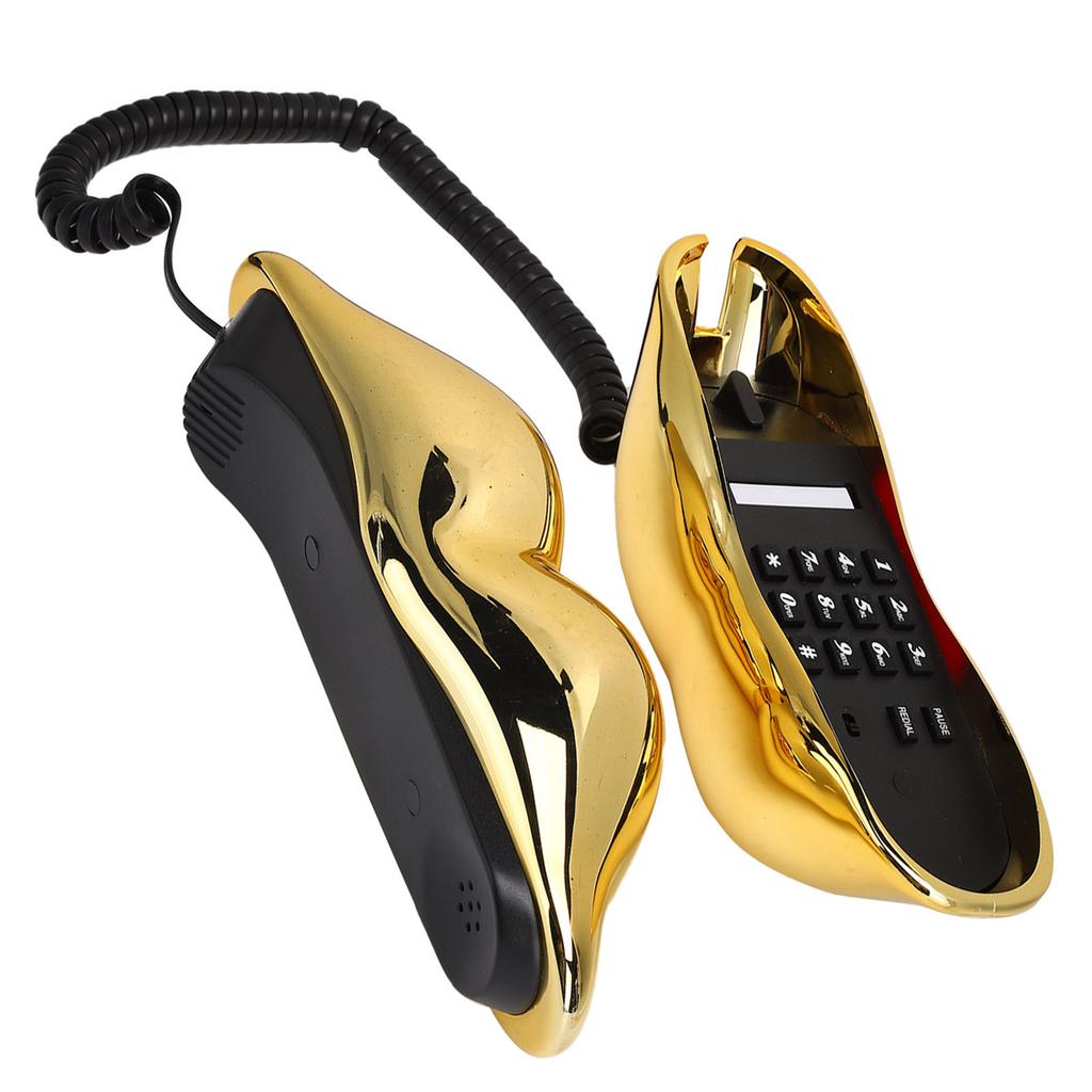 Electroplating Golden Lip Shape Telephone with Telephone Line for Home Office Hotel