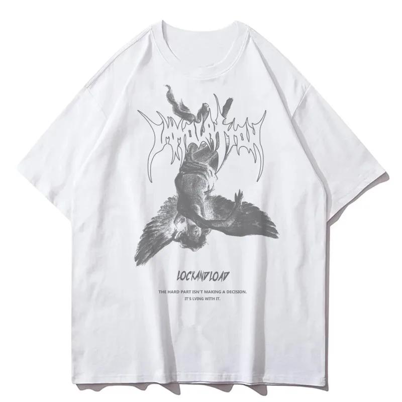 Harajuku Art Fallen Angel Mens T-shirt Summer Women O-Neck Streetwear Tshirts Tops Short Sleeve Top Male Vintage Y2k Clothes