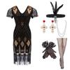 Large Size Retro Sequined Dress Handmade Beaded Fringed Dress Set