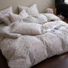 New 2026 A-Class Cotton Linen Digital Print 4-Piece Bedding Set: Fitted Sheet, Duvet Cover, Bed Sheet