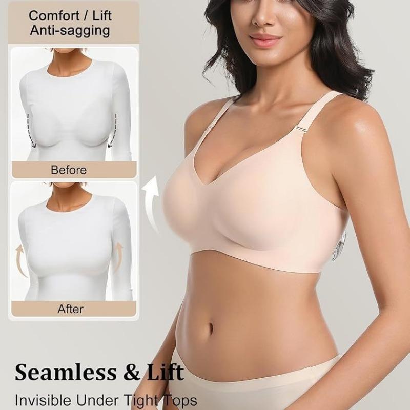 European Plus Size Wireless Seamless Jelly Support Bra for Women Comfort Daily Intimates