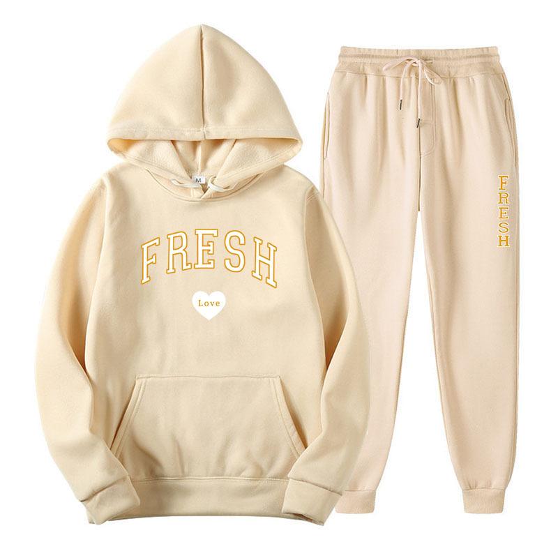 Winter New Men's Casual Sports Loose Personalized Print Youth Fashion Trend Personal Wear Hoodie Set