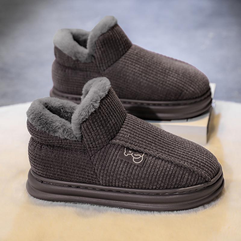 Heel cotton slippers winter velvet warm cotton shoes outdoor bread shoes