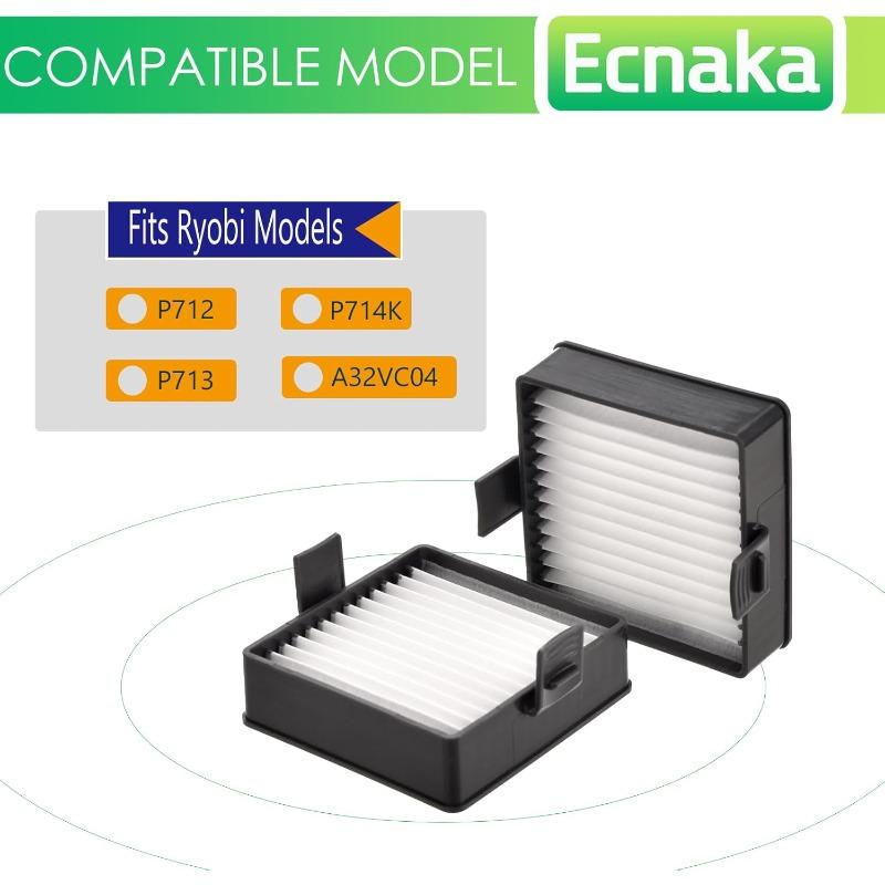 6 Pack A32VC04 Filter Compatible with Ryobi Hand Vacuum Filter P712 P713 P714K 18V Hand Vacuum,Replace 019484001007 533907001 Vacuum  Dust Collector