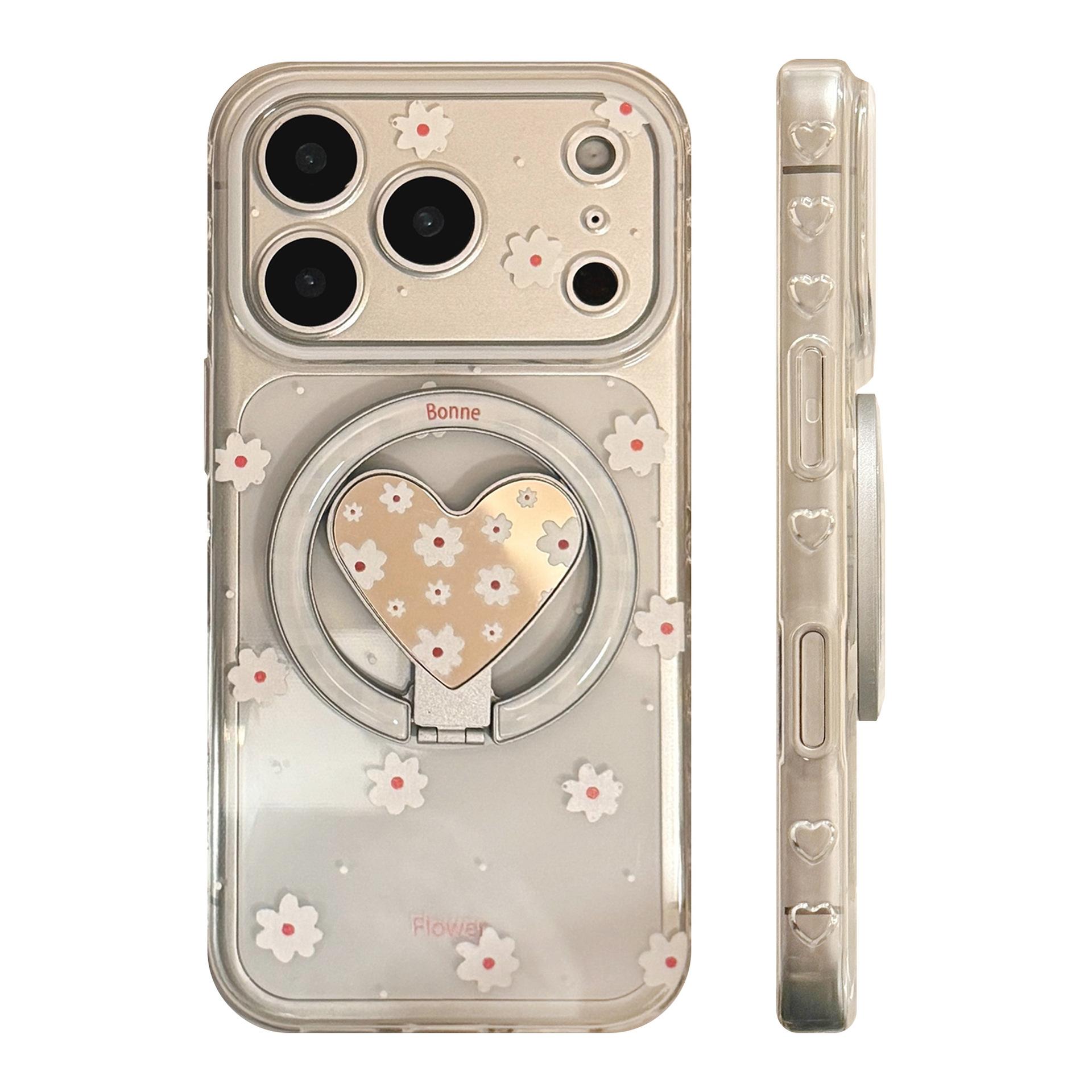 Чехол для телефона с подставкой в виде цветка и сердца для iPhone 16, iPhone 17, iPhone 17 Pro Max iPhone 11