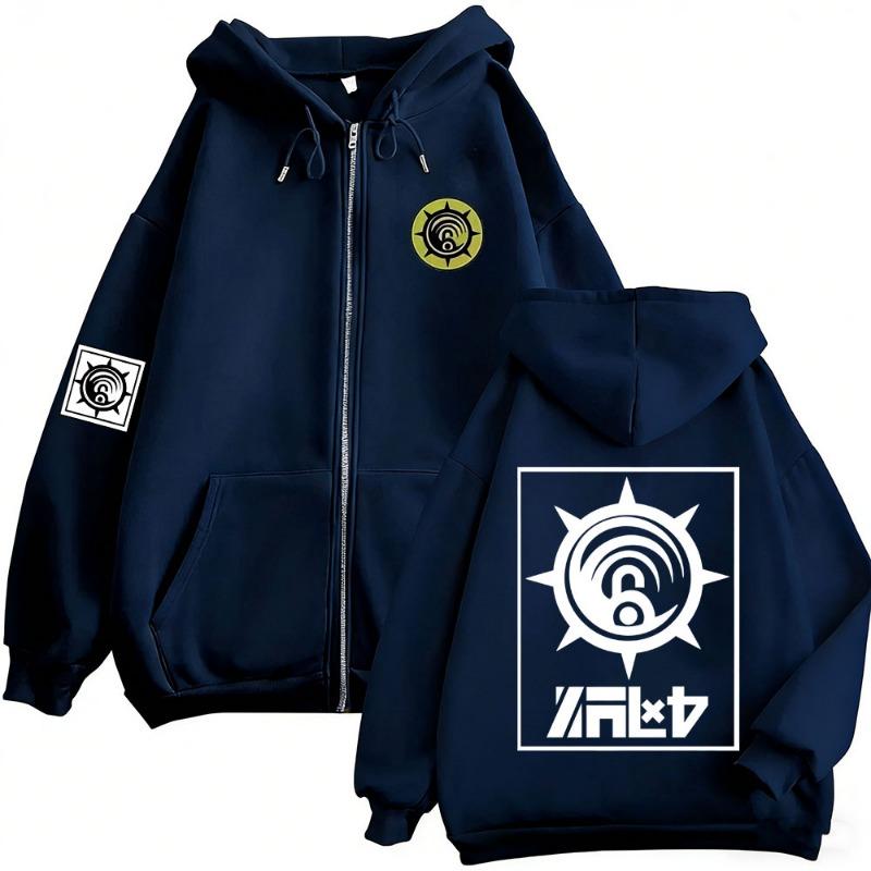 Anime Gachiakuta Enjin Same Style Zipper Hoodie Men Women Casual Oversized Zip Up Unisex Manga Cosplay Zip Up Sweatshirts