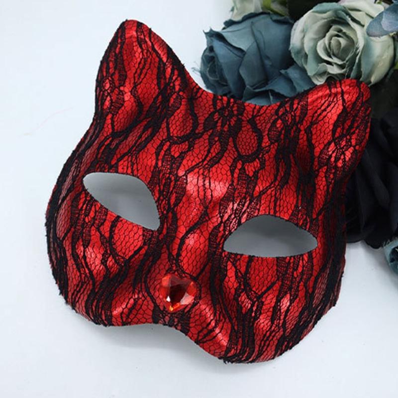 Elegant Cats Face Lace Snake Pattern Mask Costume Mask For Masquerades Ball Halloween Party And Cosplay