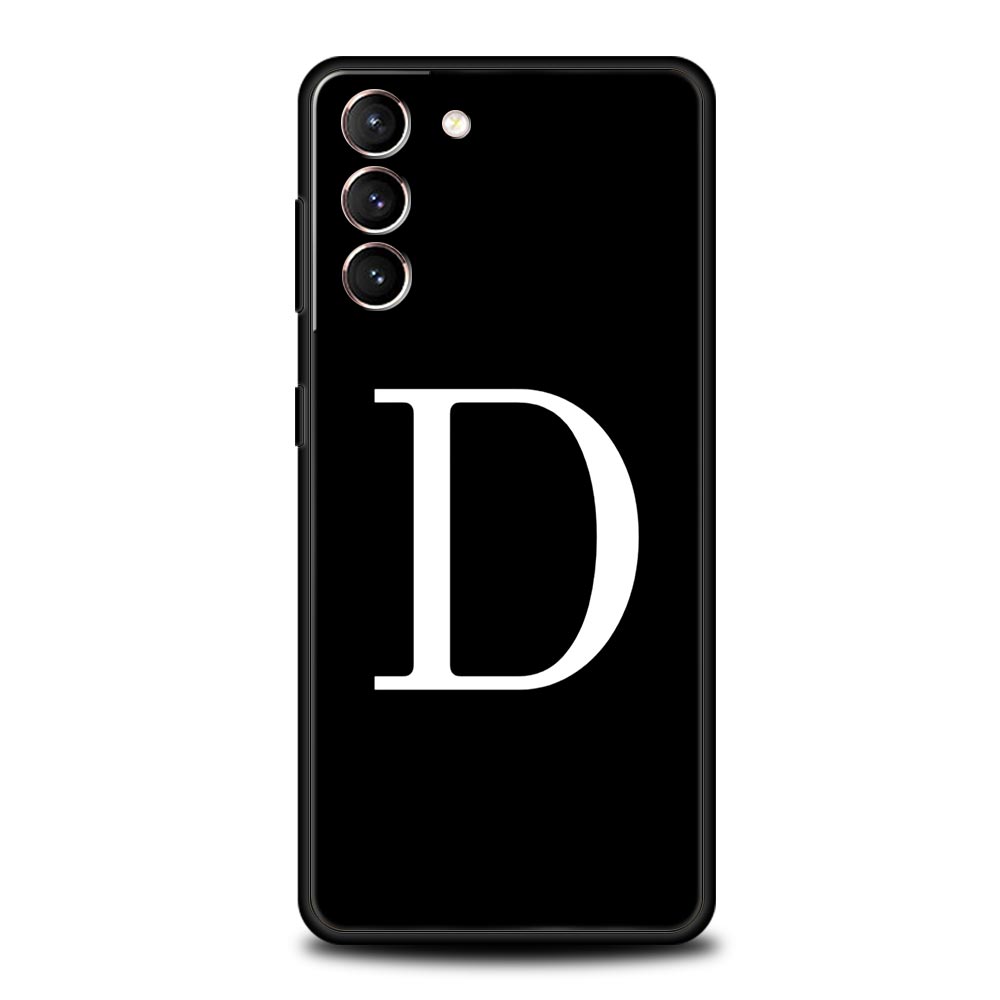 Initial Letter A Z Phone Case For Samsung Galaxy S26 Ultra S25 Plus S24 FE S23 S22 5G S21 S20 Cover Black Soft