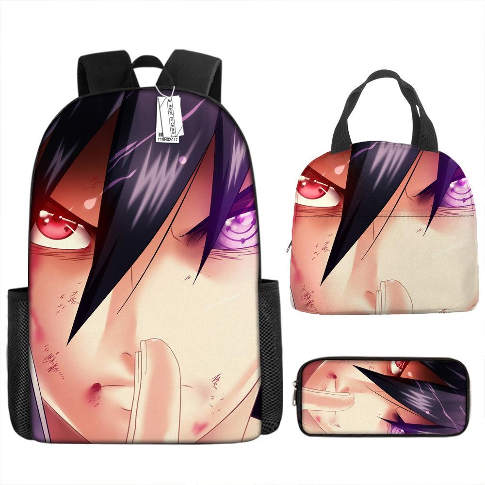 Naruto Schoolbag Elementary School Boys Large Capacity Schoolbag Lunch Bag Pencil Case Three-piece Set