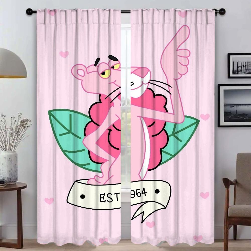 

Элегантные шторы для комнаты, розовая пантера, затемняющие шторы, украшения на Хэллоуин, разделительные шторы, 2 шт., гостиная W50xH70cmx2pcs-CL