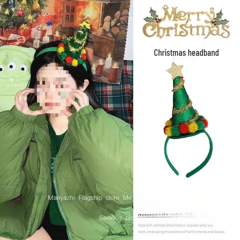 

Christmas Tree Headband Hat for Adults – Festive Holiday Photo Prop and Decoration Gift