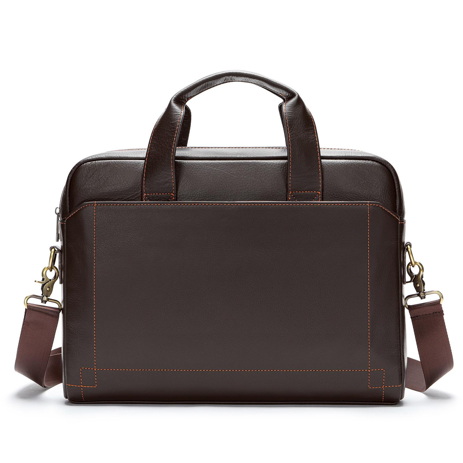 

Men s Leather Handbag, Top Layer Cowhide Briefcase, Leather Laptop Bag, Official Bag темный кофе