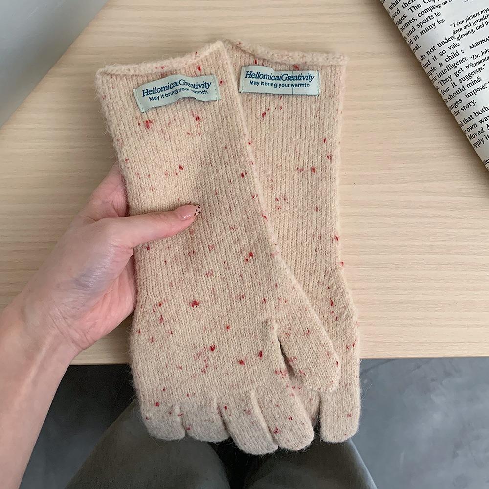 

Versatile Knitted Gloves Dot Pattern Warm Separate Finger Gloves Cold-Proof Touchscreen-enabled Winter Gloves One Size хакі