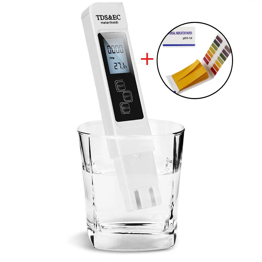 4 in 1 Digital TDS EC Temperature Water Quality Tester with PH Test Paper Multi-function Water Purity TEMP PPM Tester