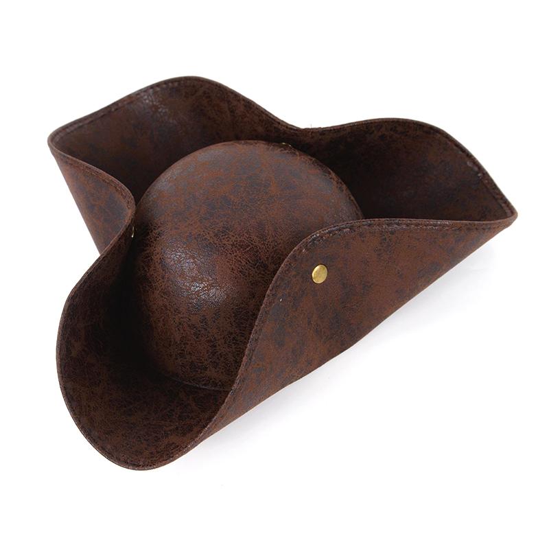 Faux Leather Pirate Hat Jack Captain Cosplay Men Women Costume Accessories Halloween Masquerade Party Decoration Adult Kids Hat