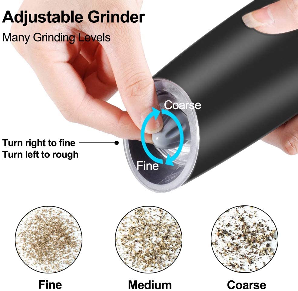 1/2Pcs Gravity Electric Salt and Pepper Grinder Set, Battery Powered Pepper Mill Adjustable Coarseness Salt Shakers Kitchen Gadgets Gifts