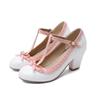 Girls' Shoes Women Mary Jane Shoes Lolita High Heels Bow T-Strap Wedding Pumps Thick Heels Shoes Bridal Princess Footwear 32-43