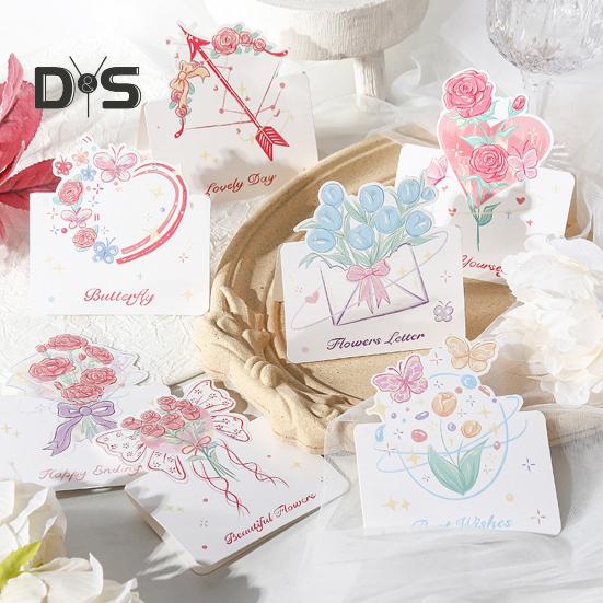 10 Pcs Floral Greeting Cards Handmade Flower Bouquets Blank Card for Mother's Day Valentine's Day Birthday Gift