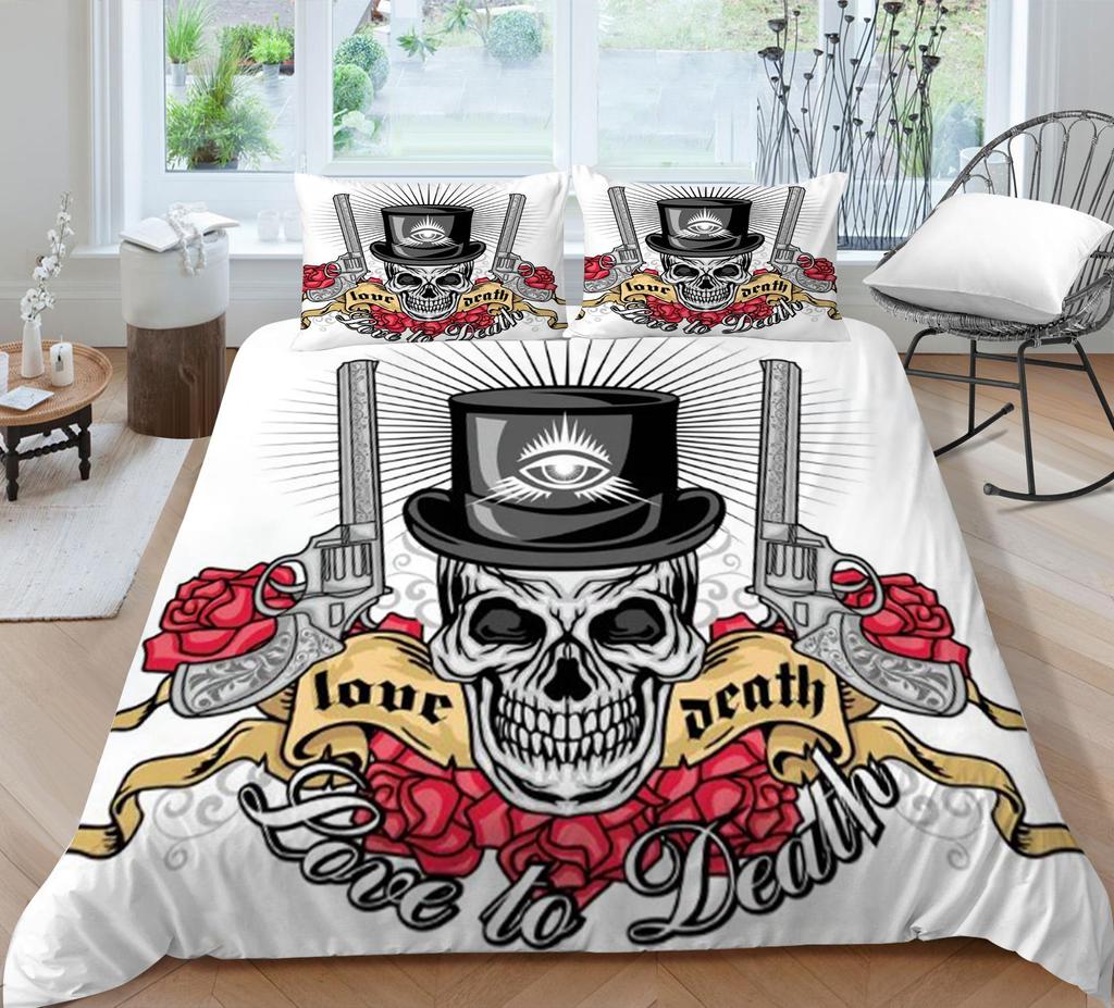 Luxury Quilt Cover Woman Man Use 3D Skull Style Bed Sets Microfiber Double Queen King Size Covers Set Home Textiles