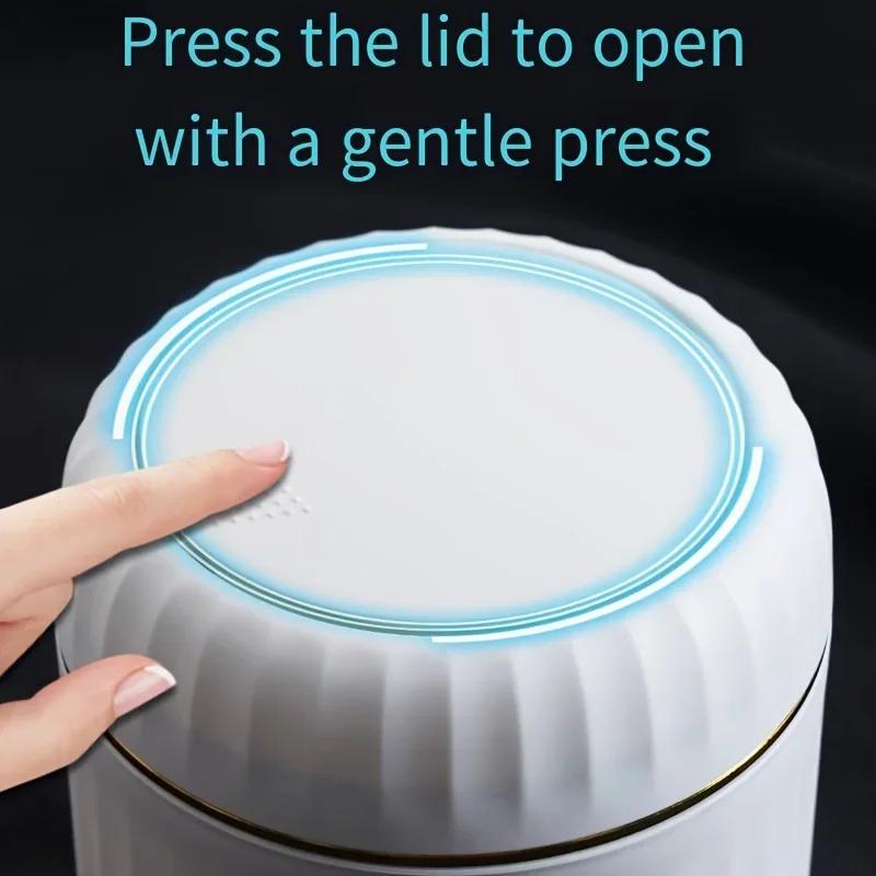 Office & Study Desktop Trash Can, Mini Plastic Press-Type with Lid, Odor-Resistant Home Storage Bin for Living Room & Coffee Tab
