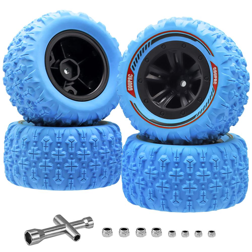 4Pcs 12mm Hex RC Wheel Tires Set Swamp Claw Mud Terrain Tires RC Wheels and Tires for 1/14 1/16 RC Car Crawler Truck Accessories