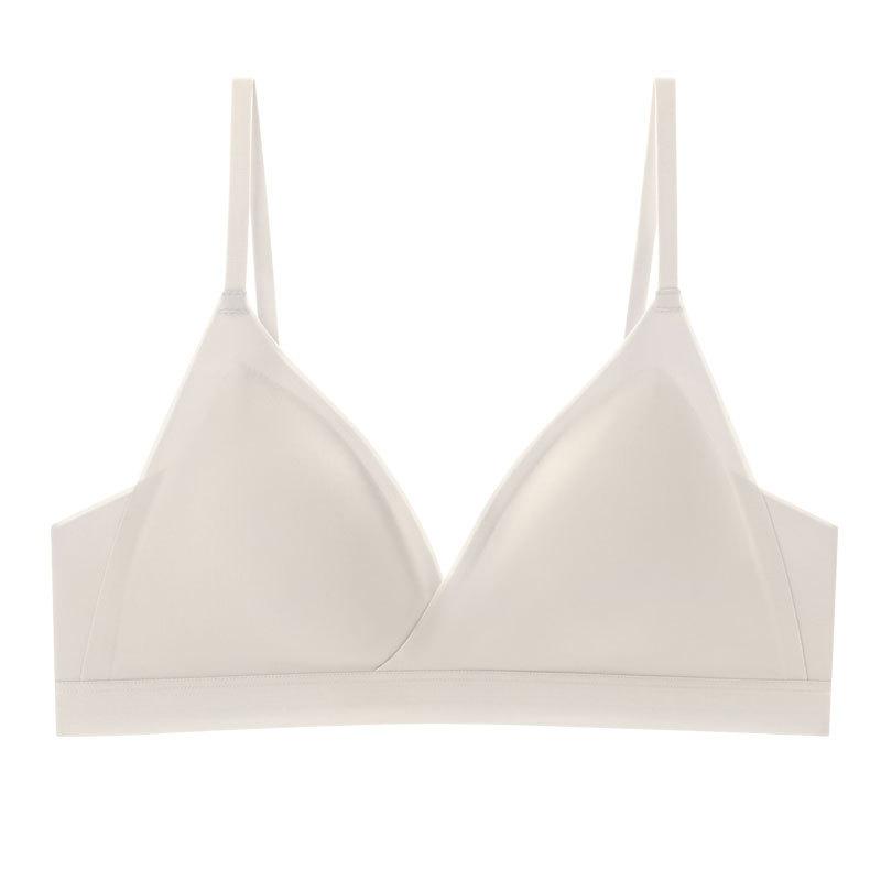 Spring and Summer New French Silk Underwear, Triangle Cup Thin Bra, Seamless Chest Pad Mulberry Silk Bra