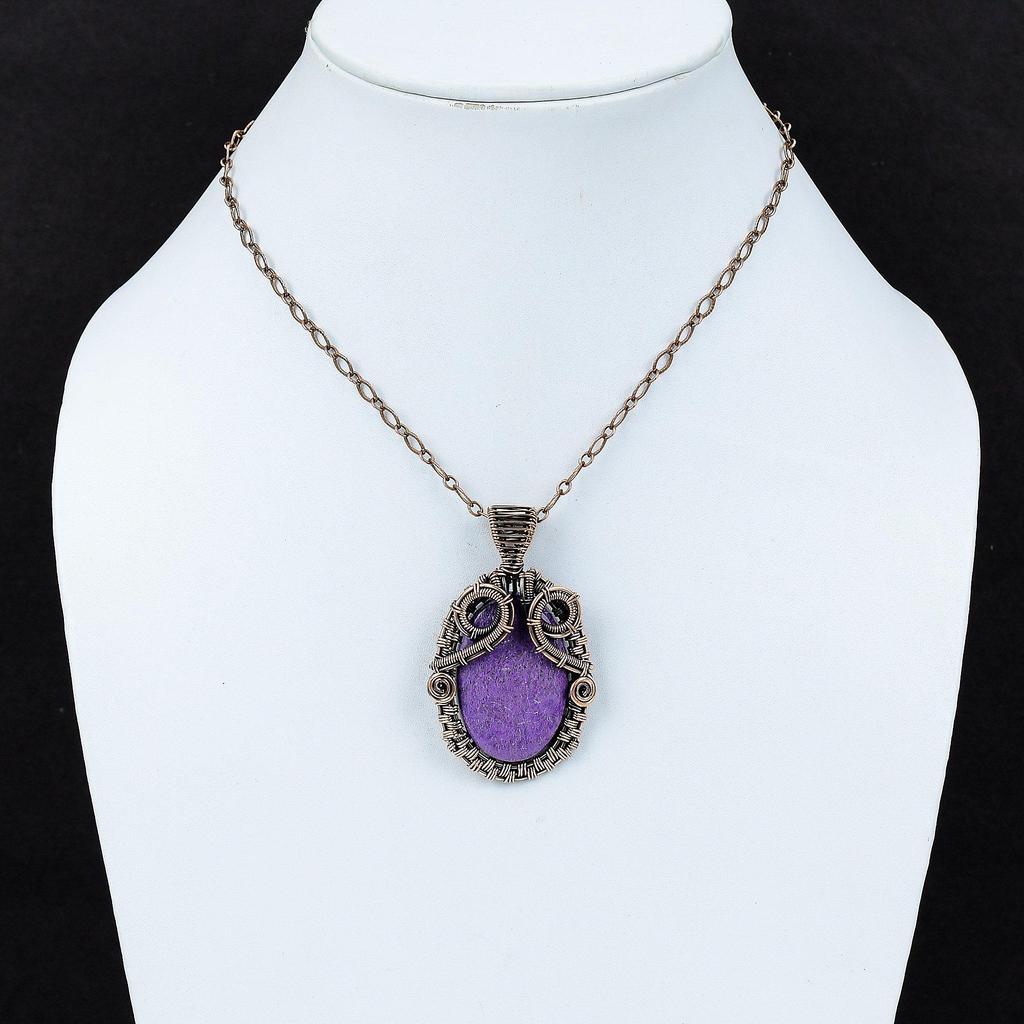Pendentif Purpurite Fil de Cuivre Enroulé Bijou Pierre Précieuse Pendentif de Créateur Pendentif Enroulé Fil Pendentif Fait Main Cadeau Pour Femmes Pendentif Cuivre