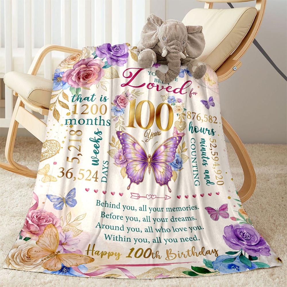 Vintage Anniversary Greetings Blanket Warmthful Decor Great for Seaside Bedding Bed for All Occasions Stylish Decor Gifts For Family Or Friends