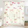 Single Panel Valentine Cute Pink Bow Floral Heart Sheer Curtain Sweet Romantic Print Window Drape Bedroom Semi For Made Of Polyester