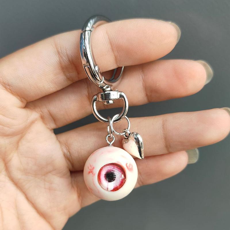 Gothic Demon Heart Eye Pendant Necklaces Resin Couple Keychain Pendant Halloween Backpack Decor Charms Jewelry Gifts