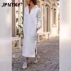 JPNTKY Women's Fashion Autumn Winter Long Sleeve Solid Color Print Casual Dresses