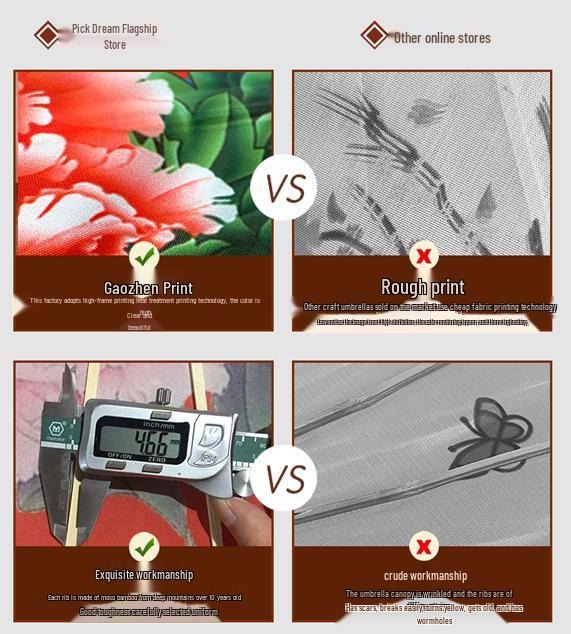 Vintage Petal Tassel Women's Silk Hanfu Dance Umbrella - Classical Oil Paper Runway Prop