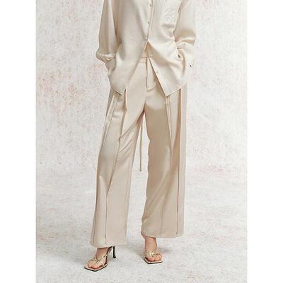 Peacebird Women's New Chinese Style Pleated Wide-Leg High-Waisted Casual Pants