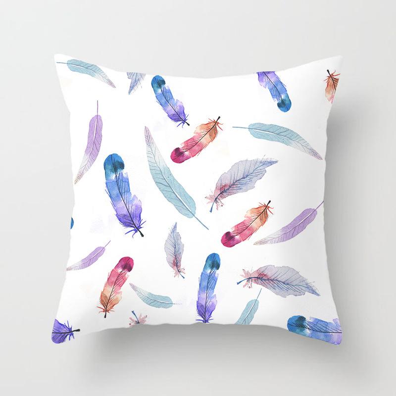 Home Decor Colorful Feather Patterns Pillowcase for Home Pattern Cushion Cover Suitable for Sofa Bedroom Car Pillow Cover