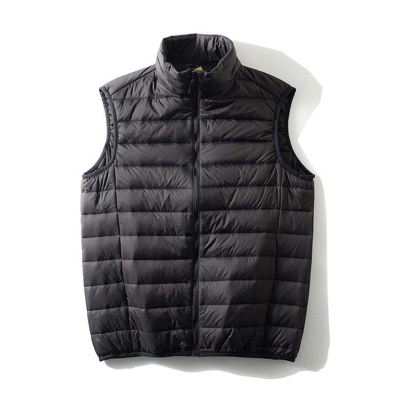 Lightweight Stacked Ribs Cotton-padded Vest Vest Men's Outer Wear Stand Collar Outerwear Waterproof Waistcoat Foreign Trade Men's All-Match Vest