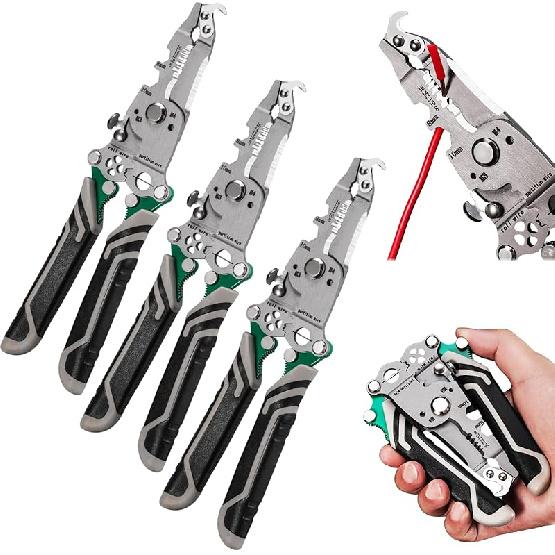 18 In 1 Wire Stripper Foldable, Multifunctional Folding Wire Stripper-Professional Electrician Tool for Cutting and Pulling Wires Cable Scissors,